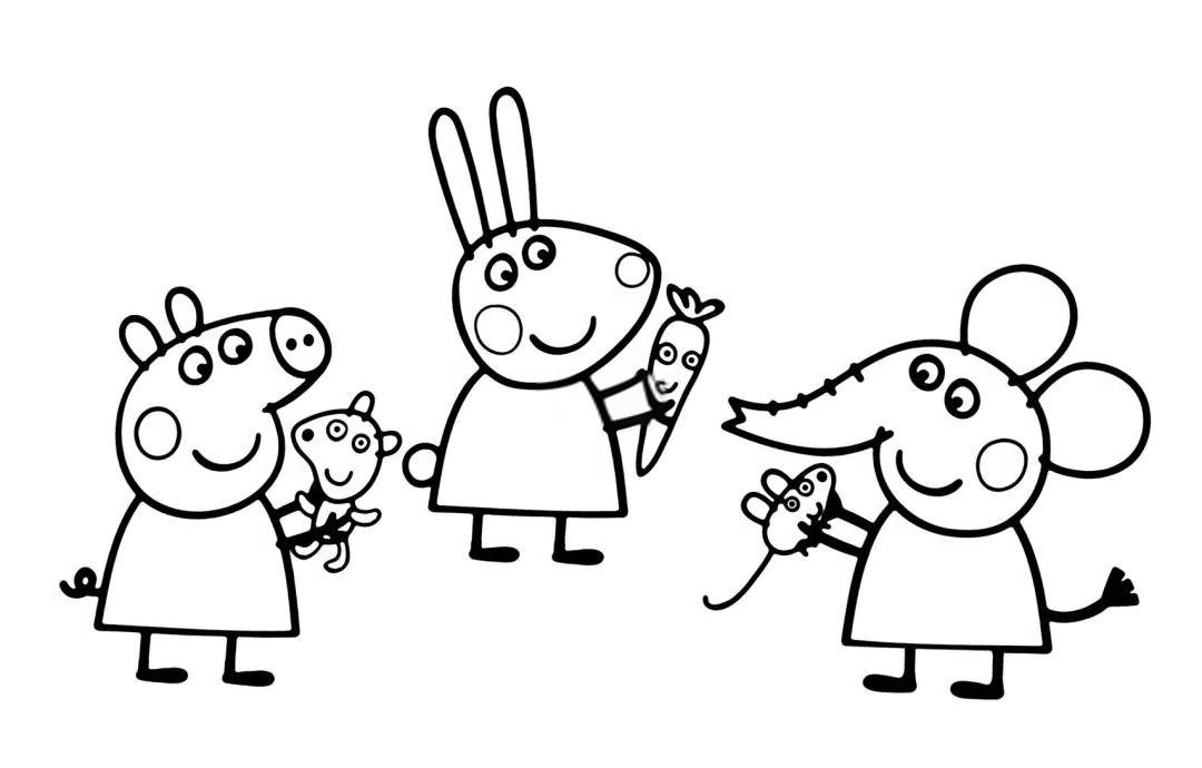 小猪佩奇卡通场景填色图,适合打印涂色,值得收藏!