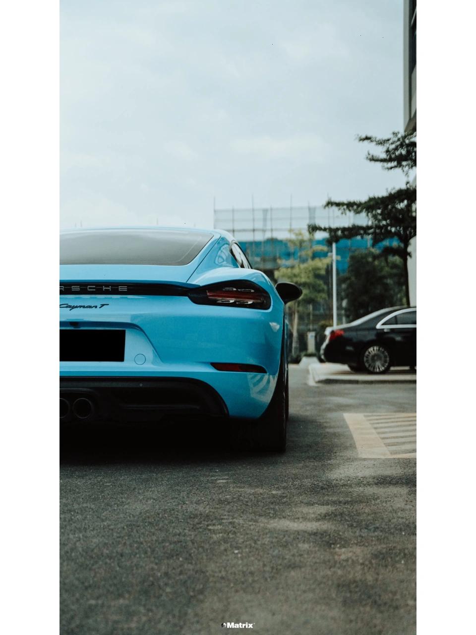 保时捷718t-matrix矩阵改色膜迈阿密蓝,天然的澄澈与深邃