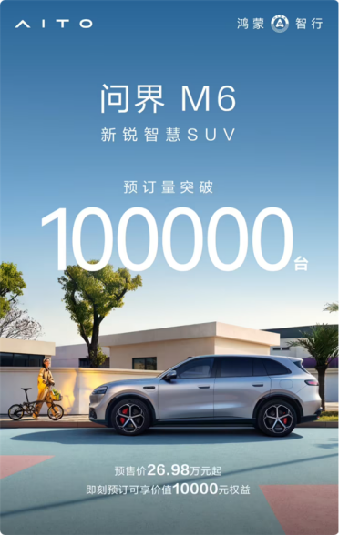 爆单！问界M6预售不到20天预订破10万台