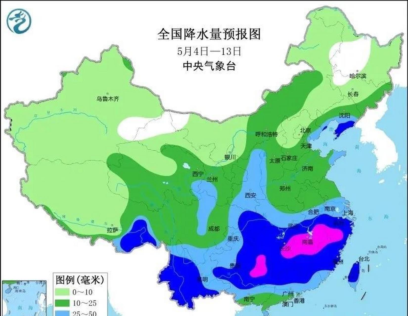 未来十天全国中期天气预报:江南华南雨水偏多,西南降雨中旬抵达,气温