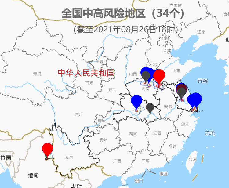 全国风险地区地图图片