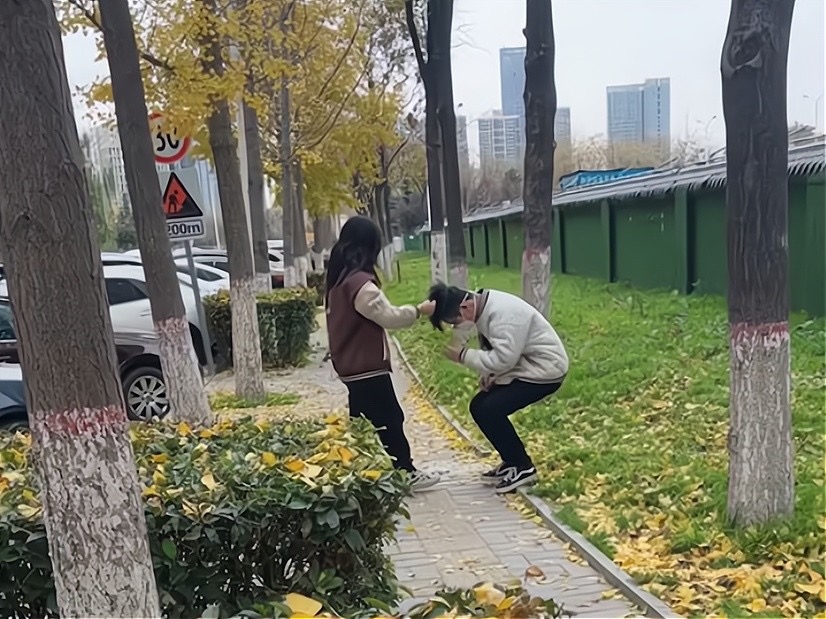 陕西:情侣路边起矛盾,女生拽男生头发不松手,结局让人哭笑不得
