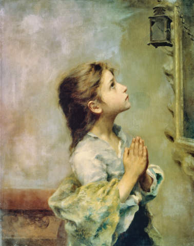 名画少女的祈祷图片