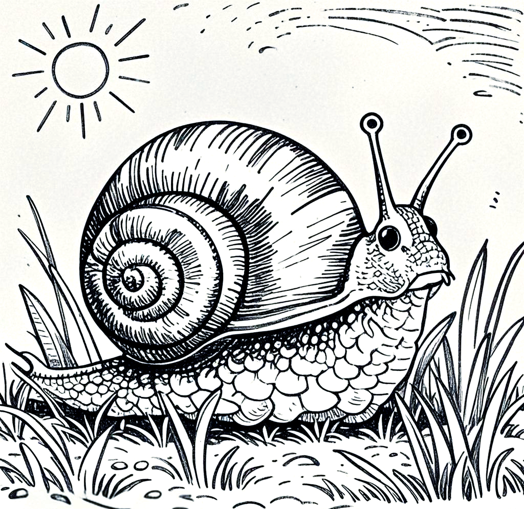 在身体的前端,再画一个小椭圆,作为蜗牛的头部