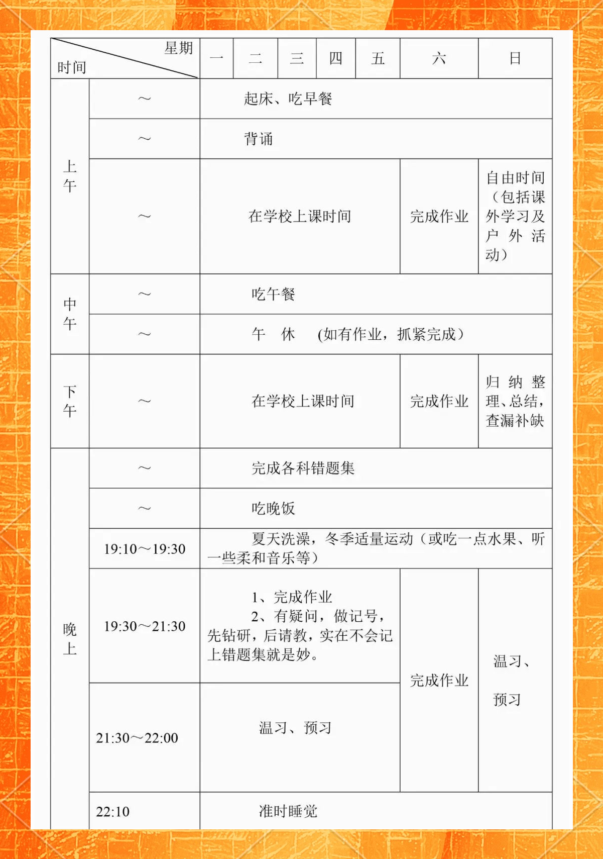 新初一时间管理技巧（每日计划表）的简单介绍