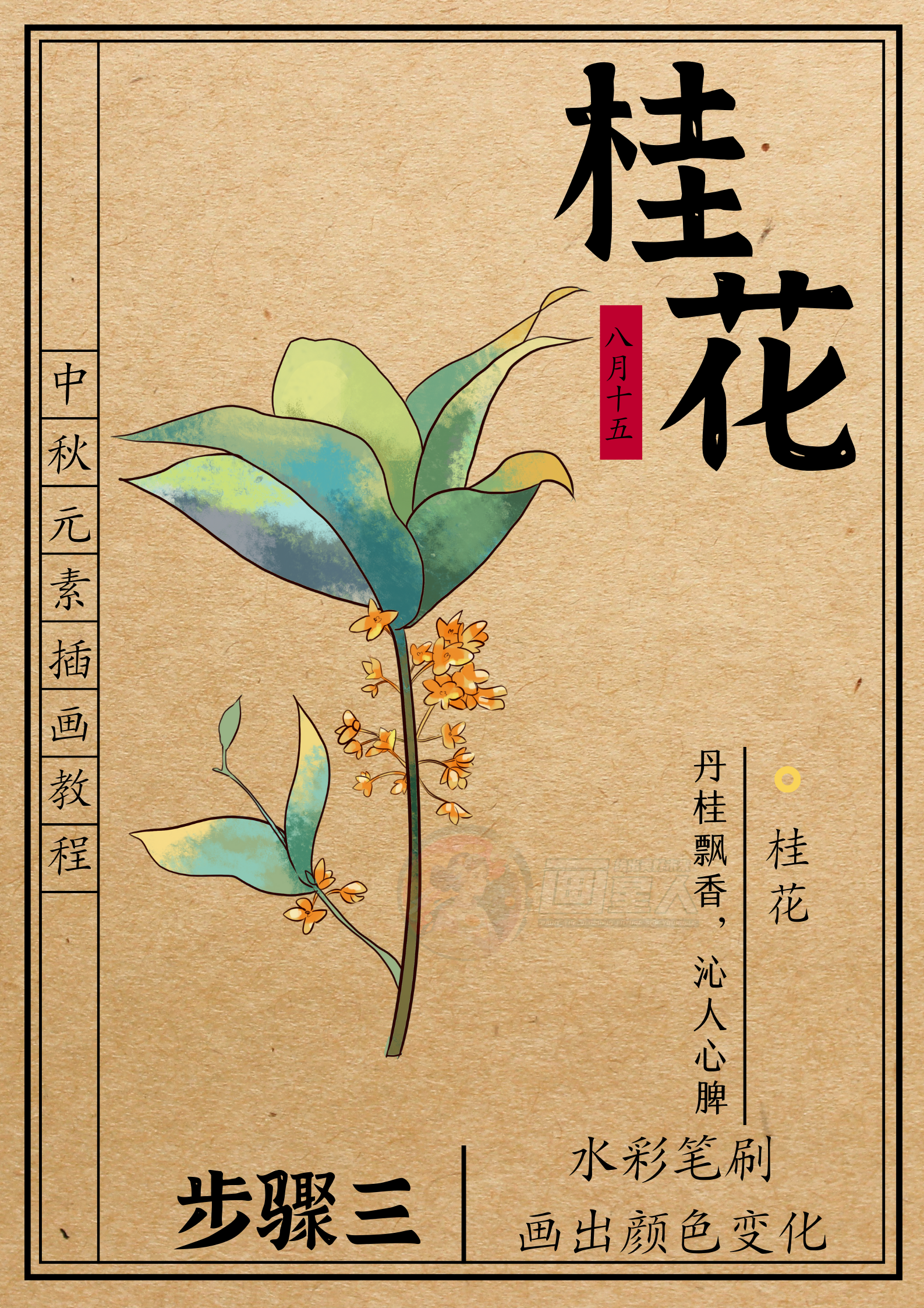 画星人中秋元素插画教程第三弹——桂花