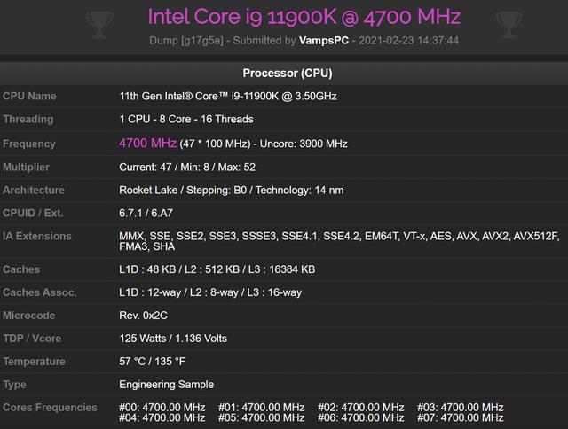 11900k的cpu-z跑分再曝光:单核716分很强