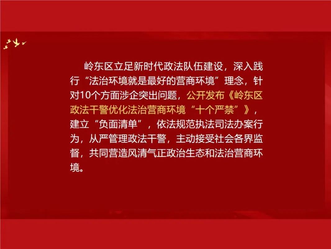 岭东区政法系统关于公布法治营商环境负面清单的公告