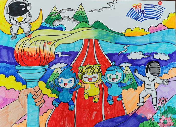 多彩亚洲欢乐亚运绘画图片