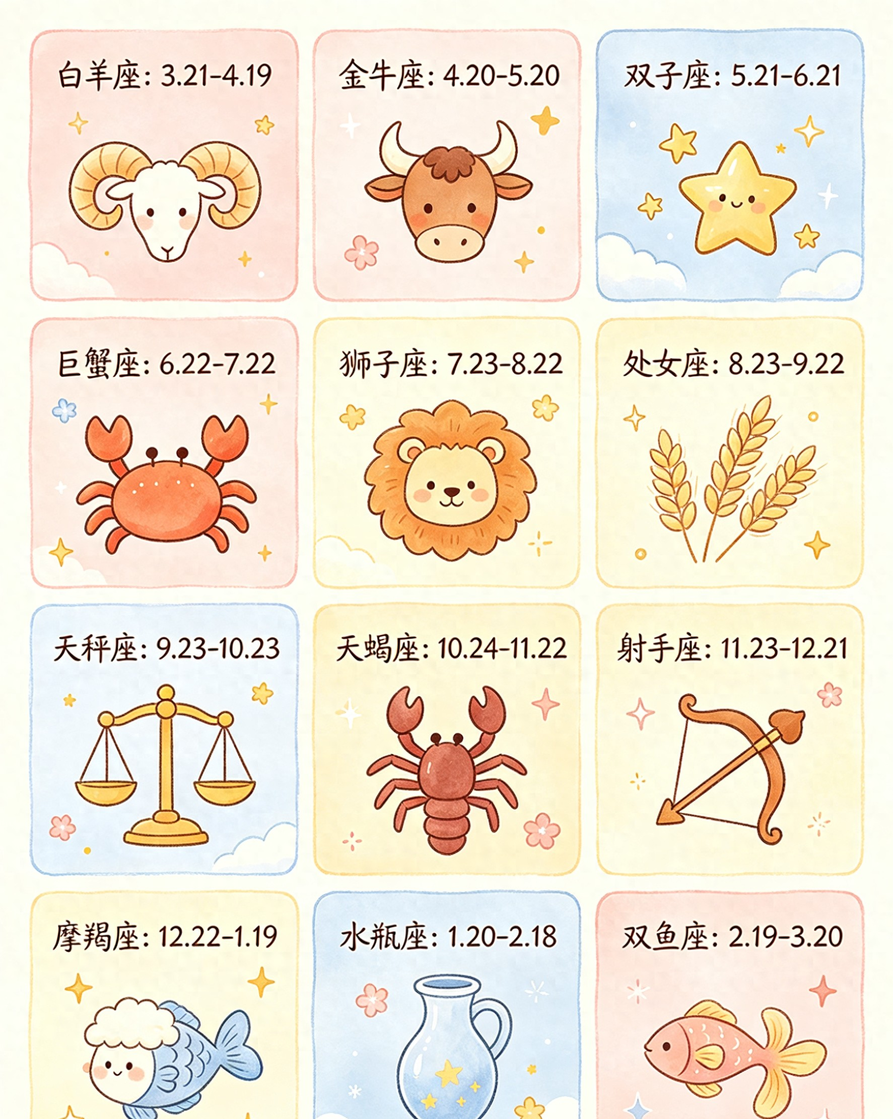 星座查询配对十二星座月份表(星座查询配对十二星座月份表图)