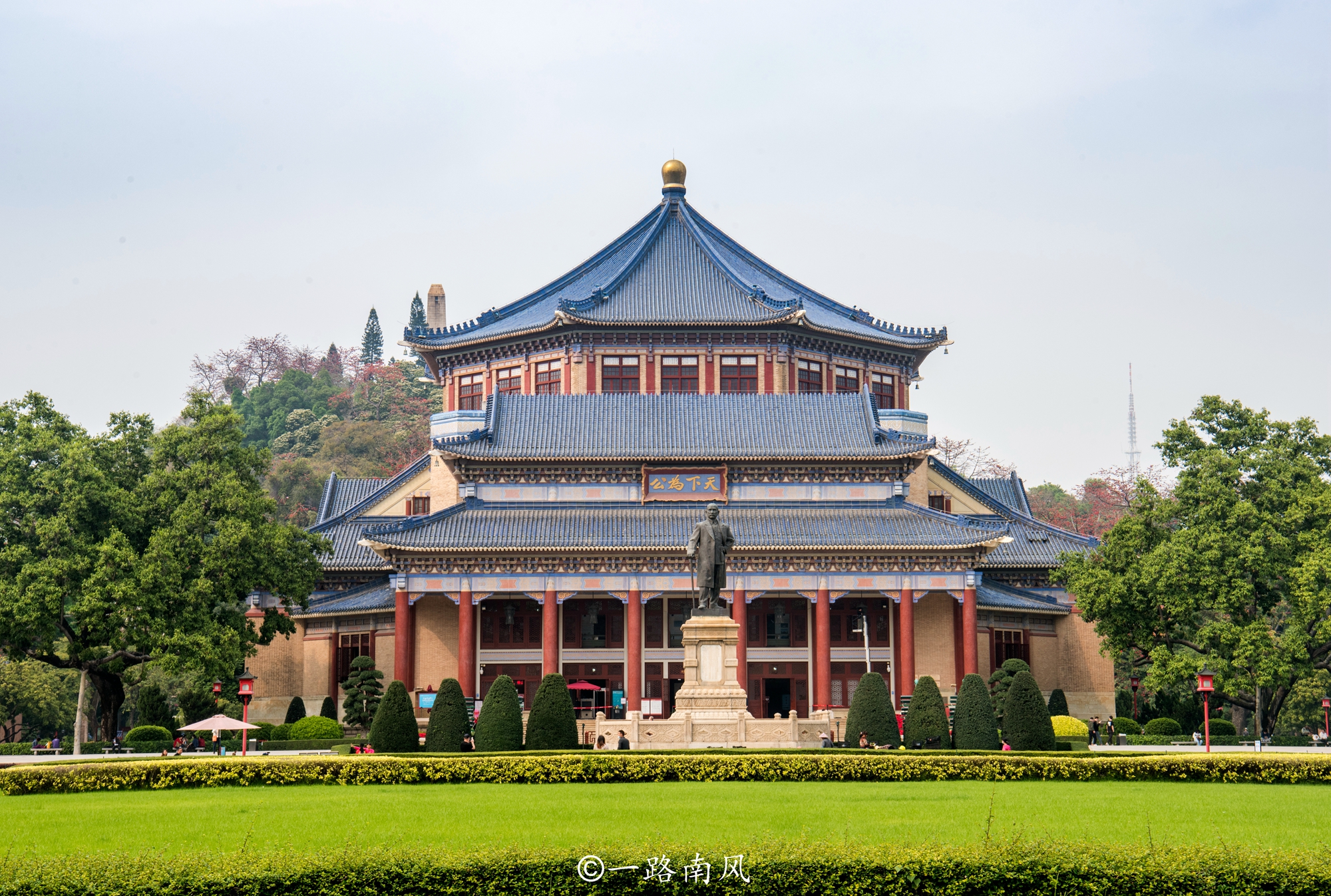 广州黄花风铃木花事了,木棉花却正当红,中山纪念堂"最壮观"