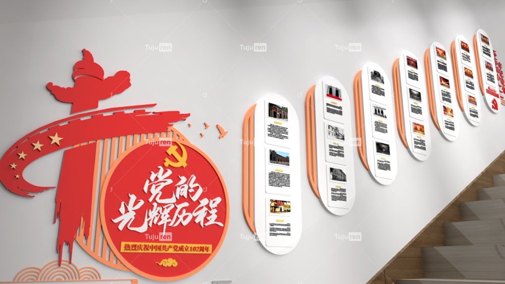 党的光辉历程楼梯文化墙图片下载