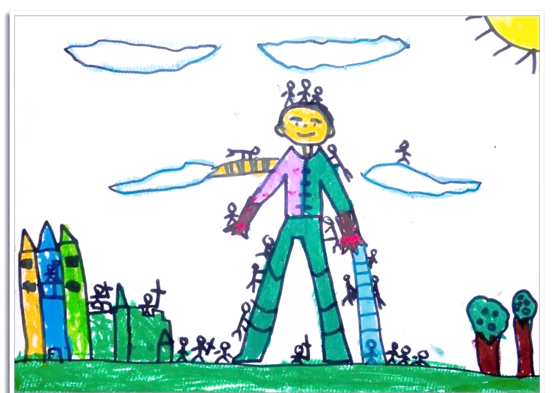 小画家们描绘的《当巨人来到小人国》创作交流