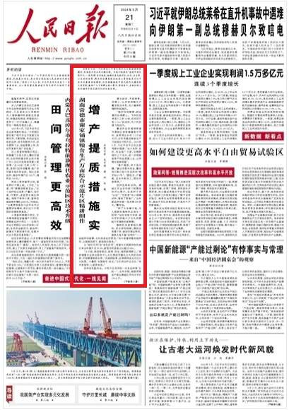 人民日报头版头条|湖南常德市谢家铺镇粮食生产万亩综合示范片区:精耕
