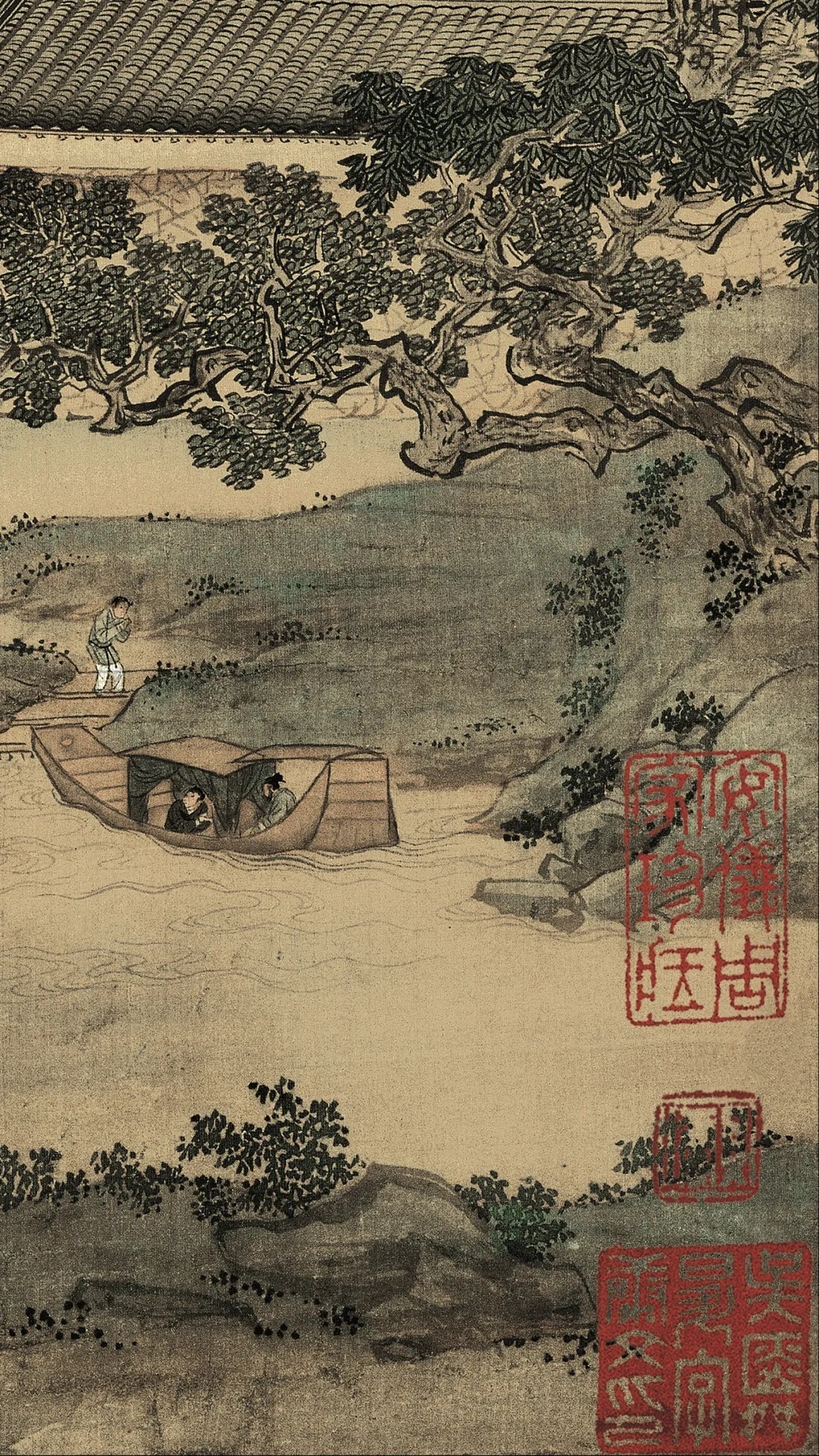 中国画-明 仇英《莲溪渔隐图》