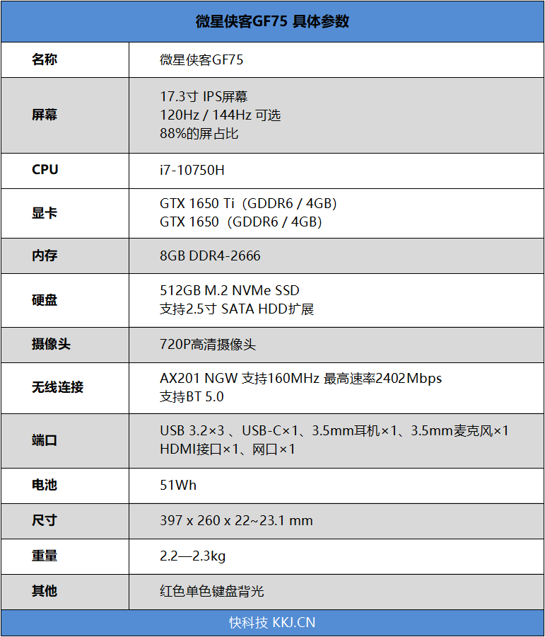 微星gf75配置图片