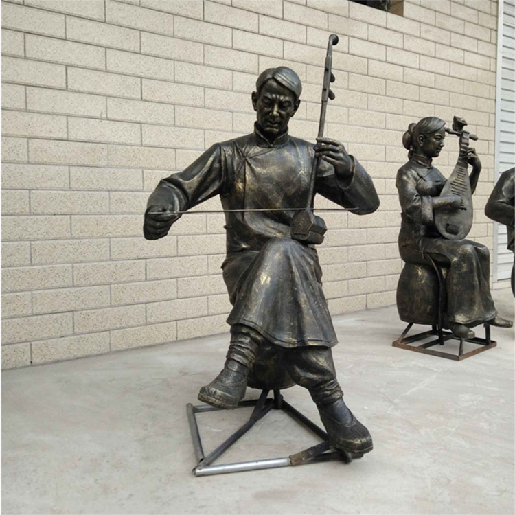 玻璃钢拉二胡雕塑,民俗小品雕塑