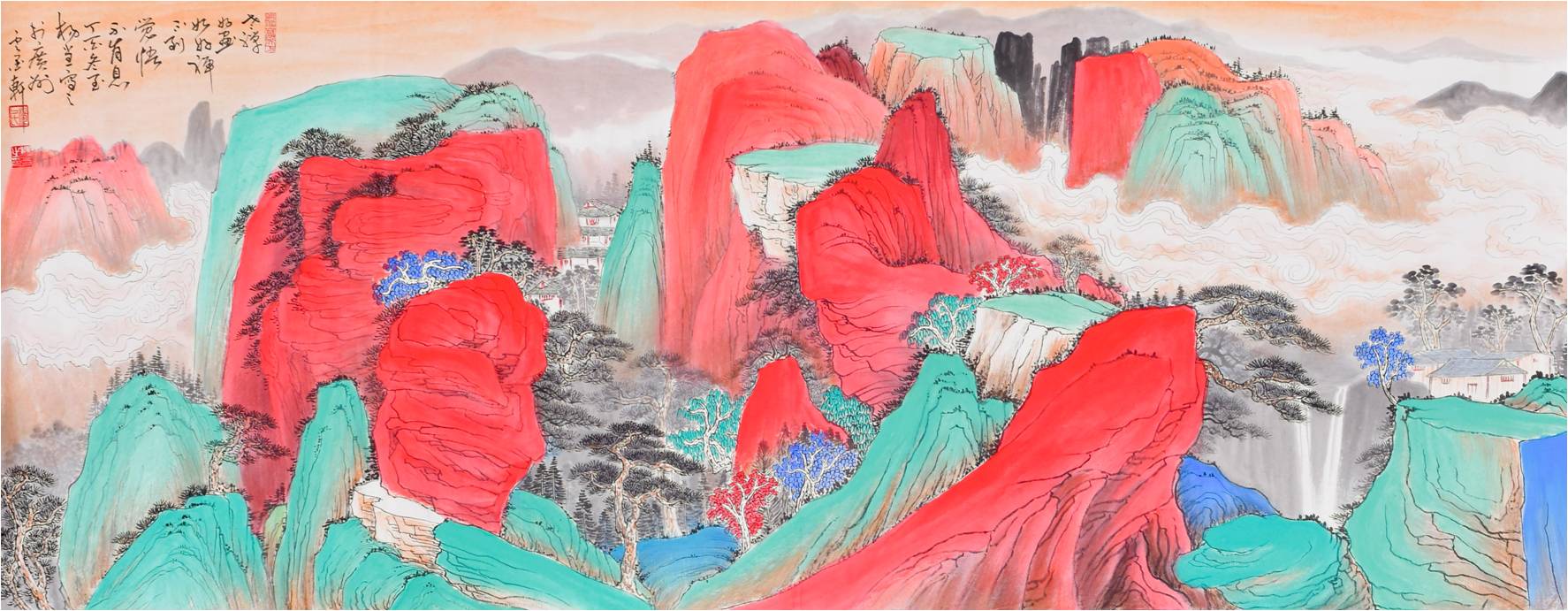 画家杨当书画金碧山水