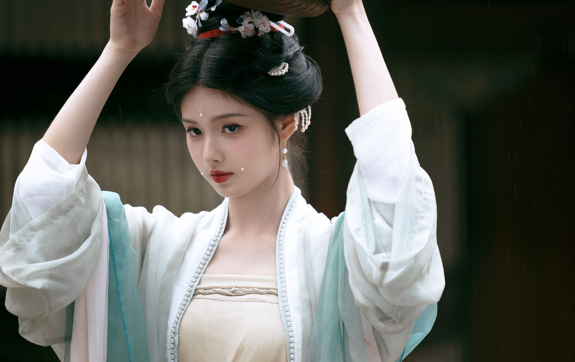 艾米白绿汉服仙气飘飘写真