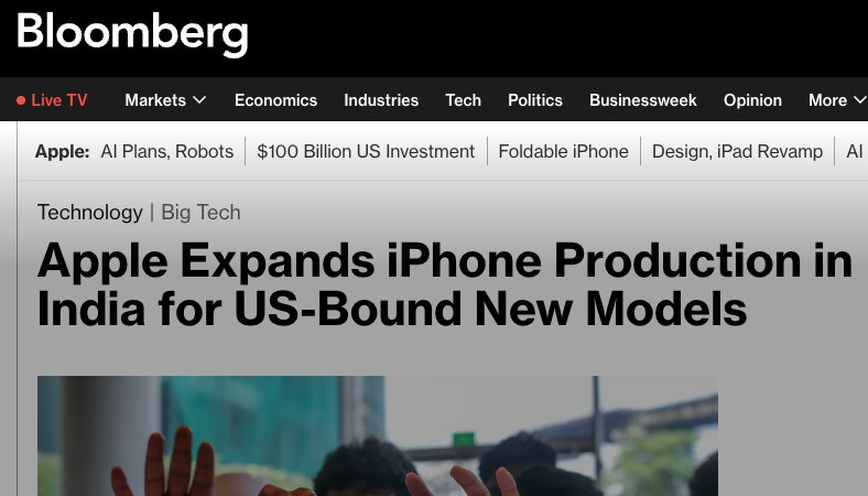 苹果扩大在印度的iPhone生产以满足美国市场新型号需求