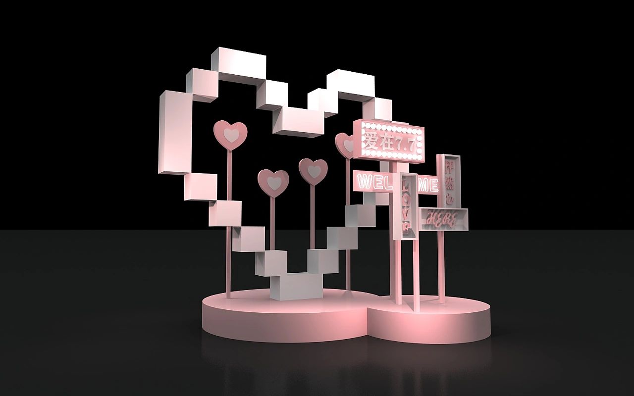 七夕情人节商场美陈装置道具的制作