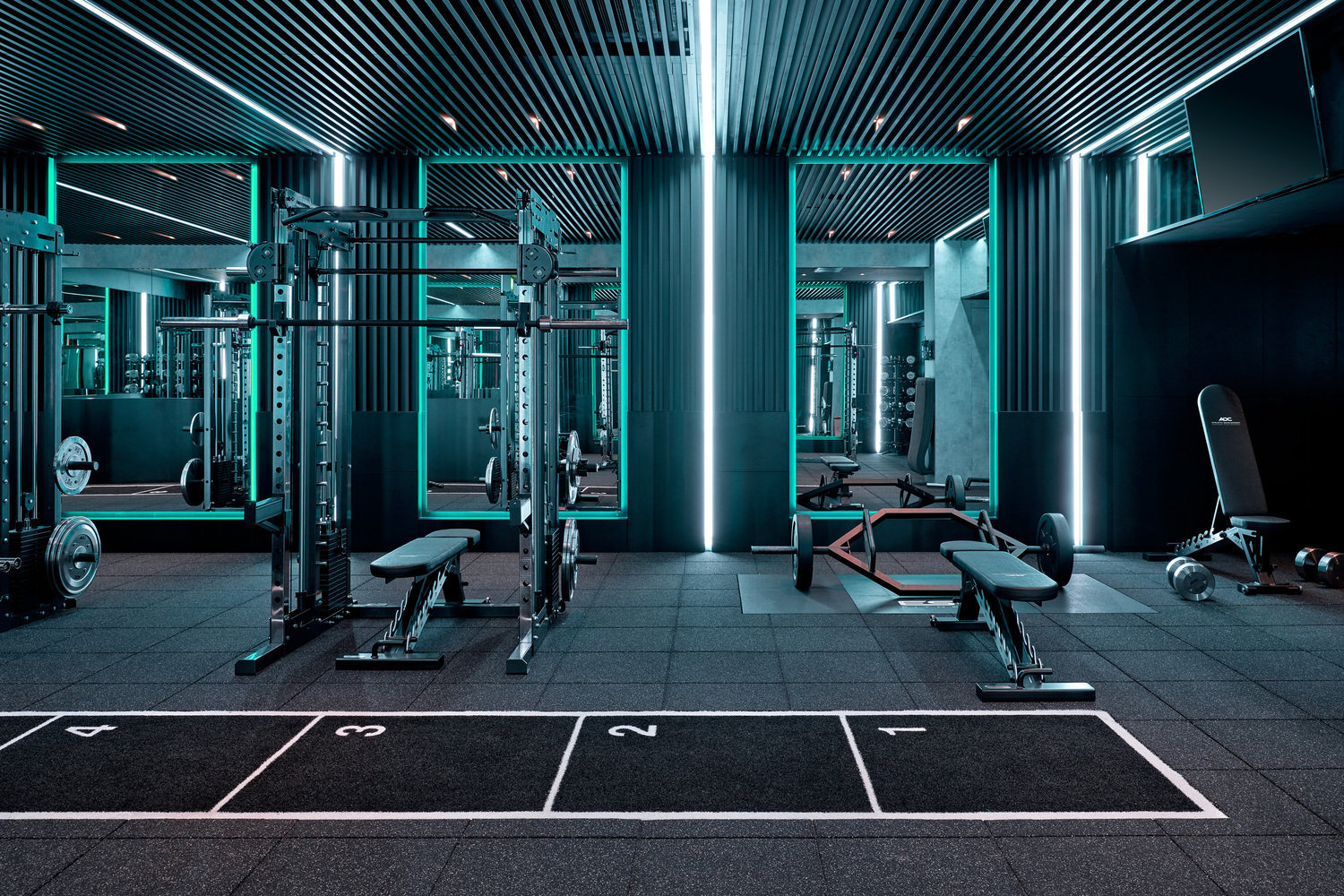 健身房设计|科技感和光影是贯穿空间的设计元素