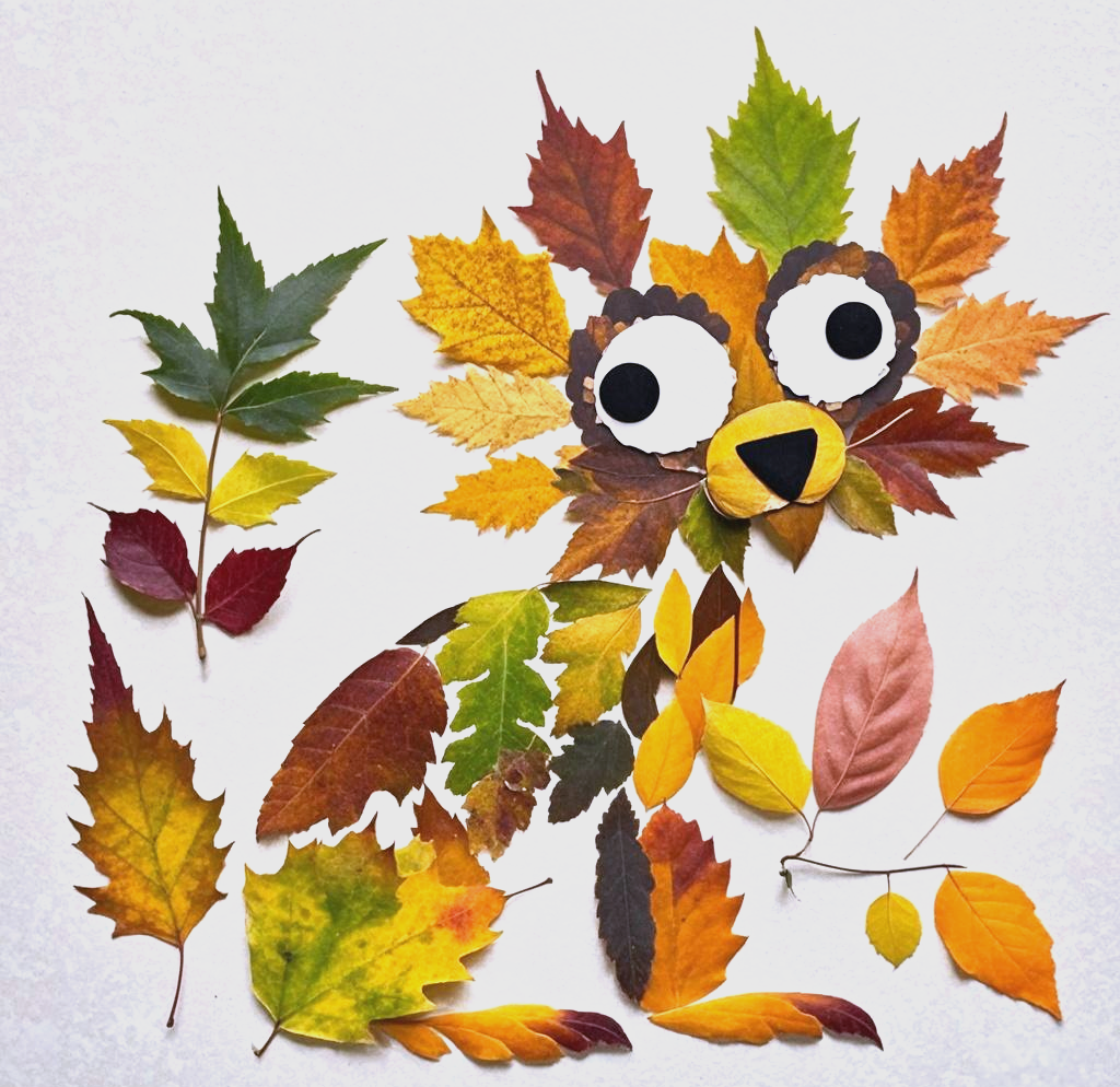 利用秋叶创作多样小动物拼贴画,感受自然之美