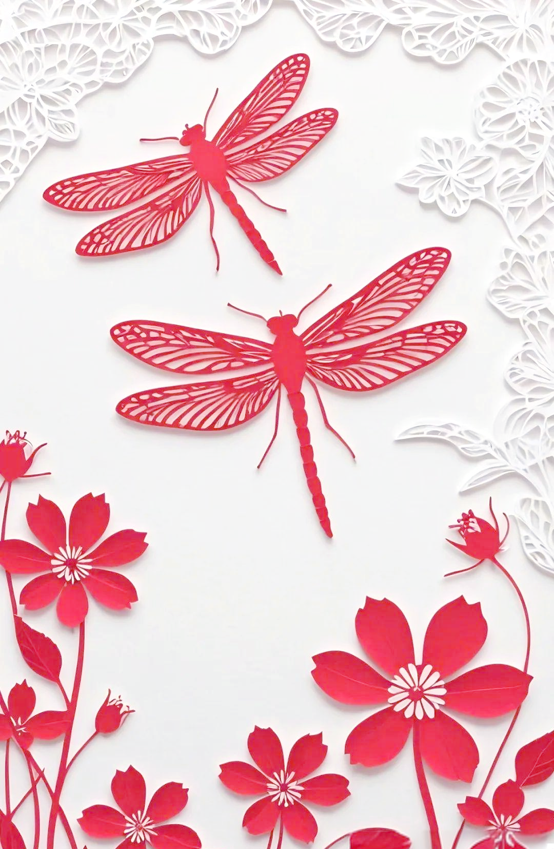 这一手工艺品巧妙融合了传统剪纸技艺与蜻蜓的形象,以其精致的线条