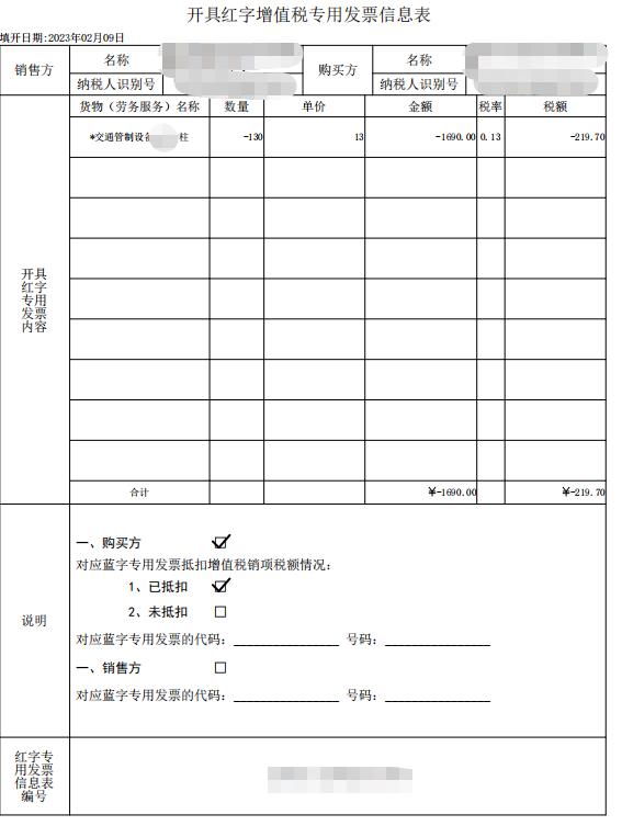 红字发票信息表图片