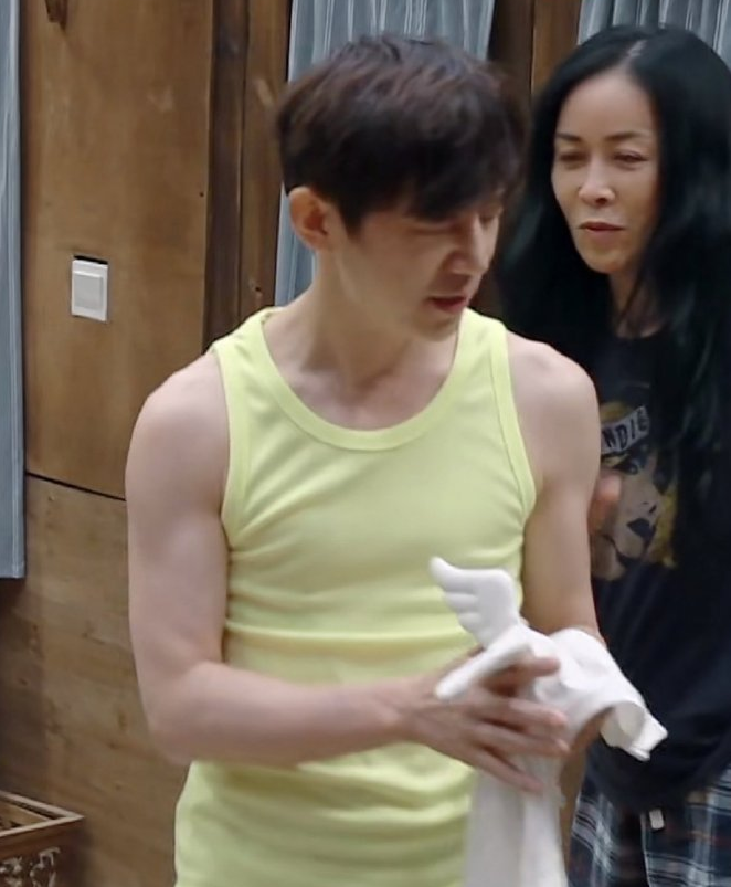 何炅穿背心秀手臂肌肉线条 网友:穿衣显瘦脱衣有肉