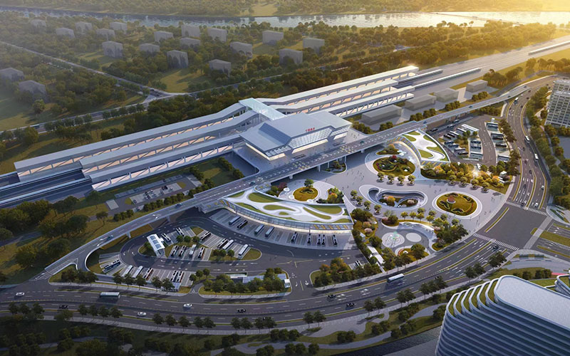 宁国市高铁南站站前广场项目主体结构全面封顶