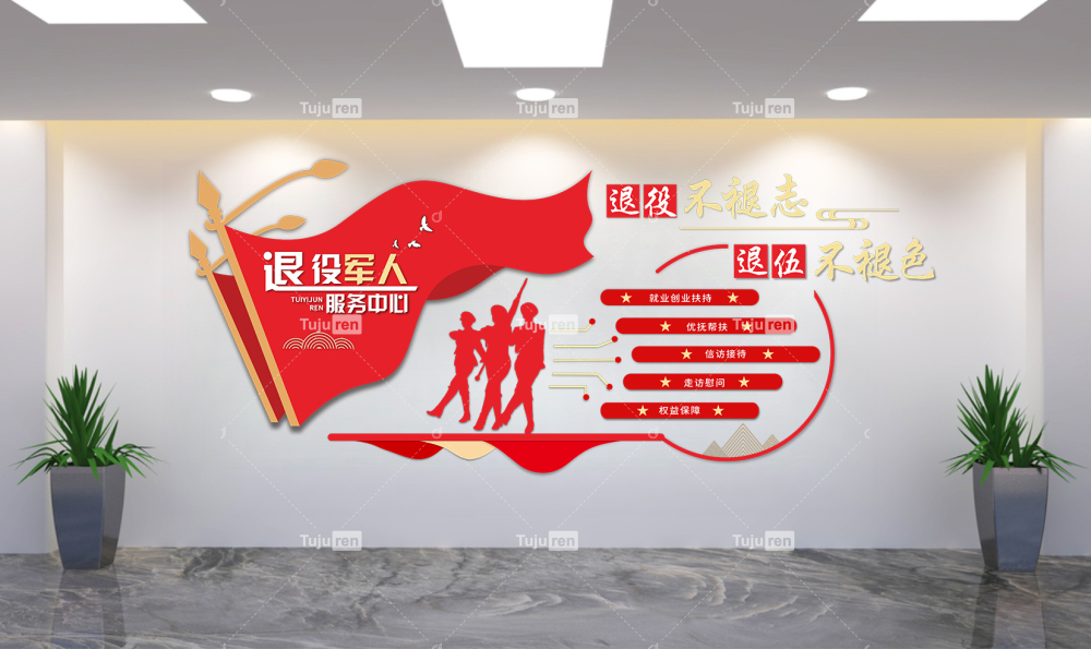 退役军人军休服务中心文化墙标语下载