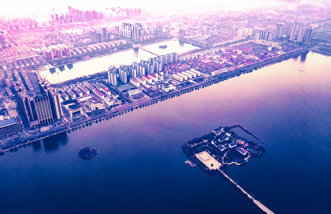 航拍中原水城,万亩湖面披彩,凤凰楼,锦襄书院彰显千年古城风韵