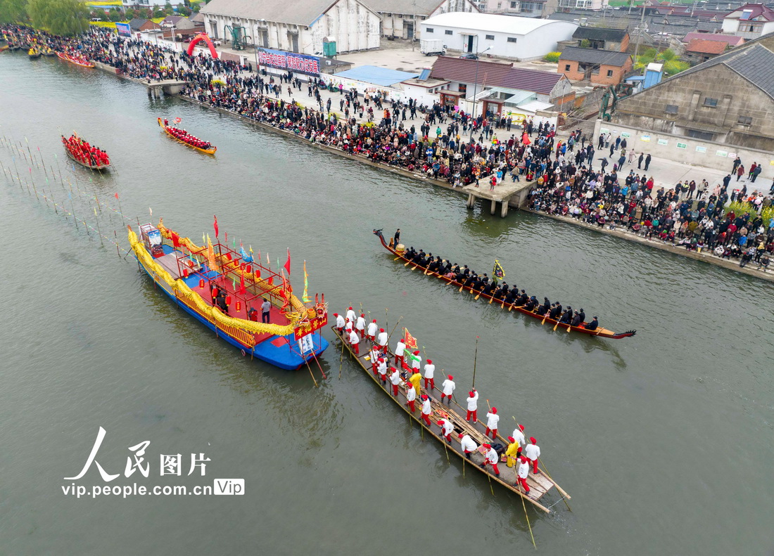 江苏兴化:茅山会船 百舸争流