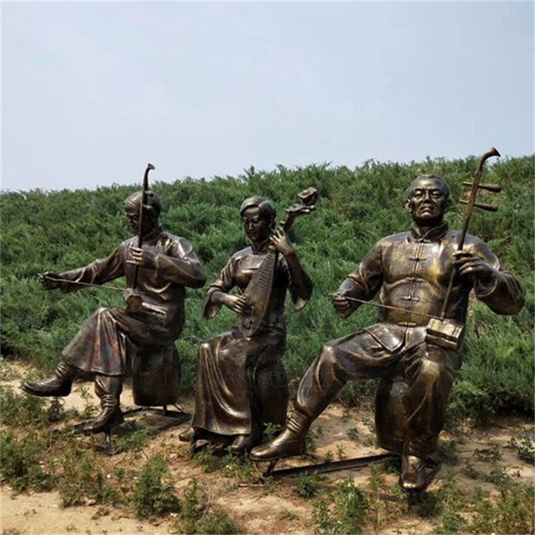 玻璃钢拉二胡雕塑,民俗小品雕塑