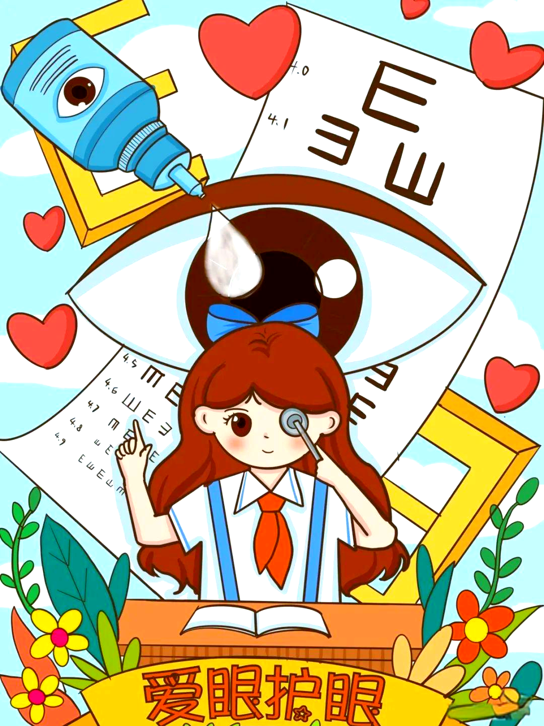 爱眼护眼主题绘画的多种设计思路,保护视力,从我做起