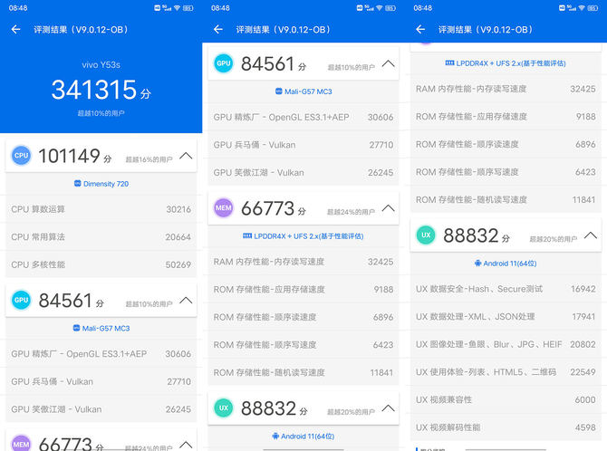 vivo y53s跑分图片