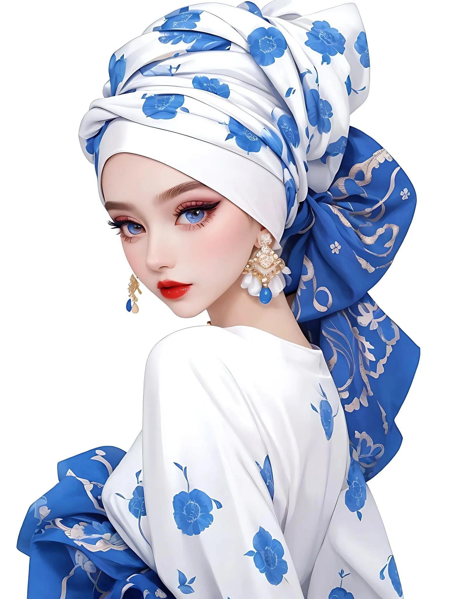 戴头巾的女生头像,既时尚又休闲