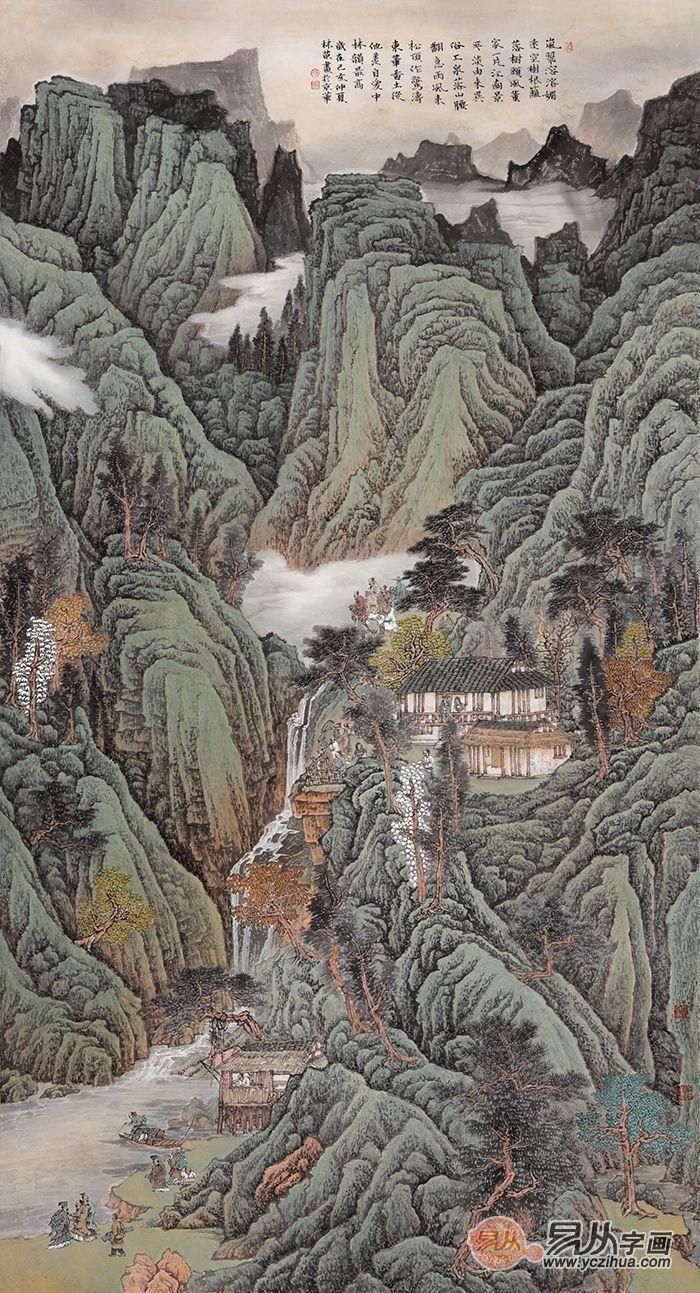 青山绿水画 张林荣老师作品 国画山水经典