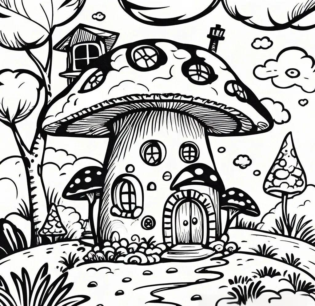 描述:首先,用简洁的线条勾勒出一片森林的背景,例如以三角形描绘树木