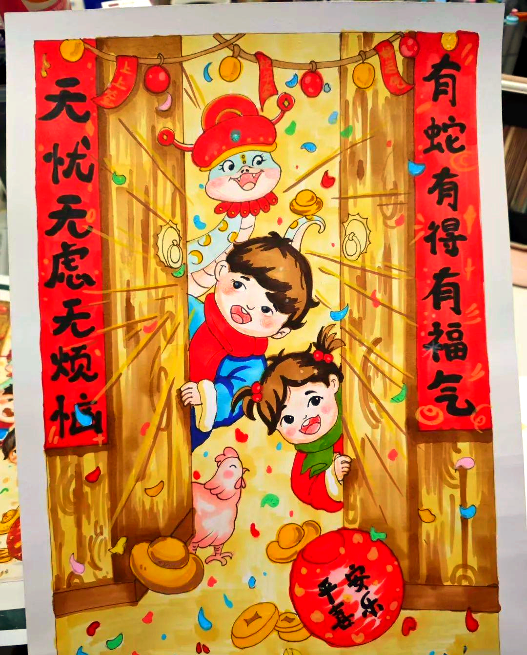 春节绘画作品中的团圆与喜庆艺术表达