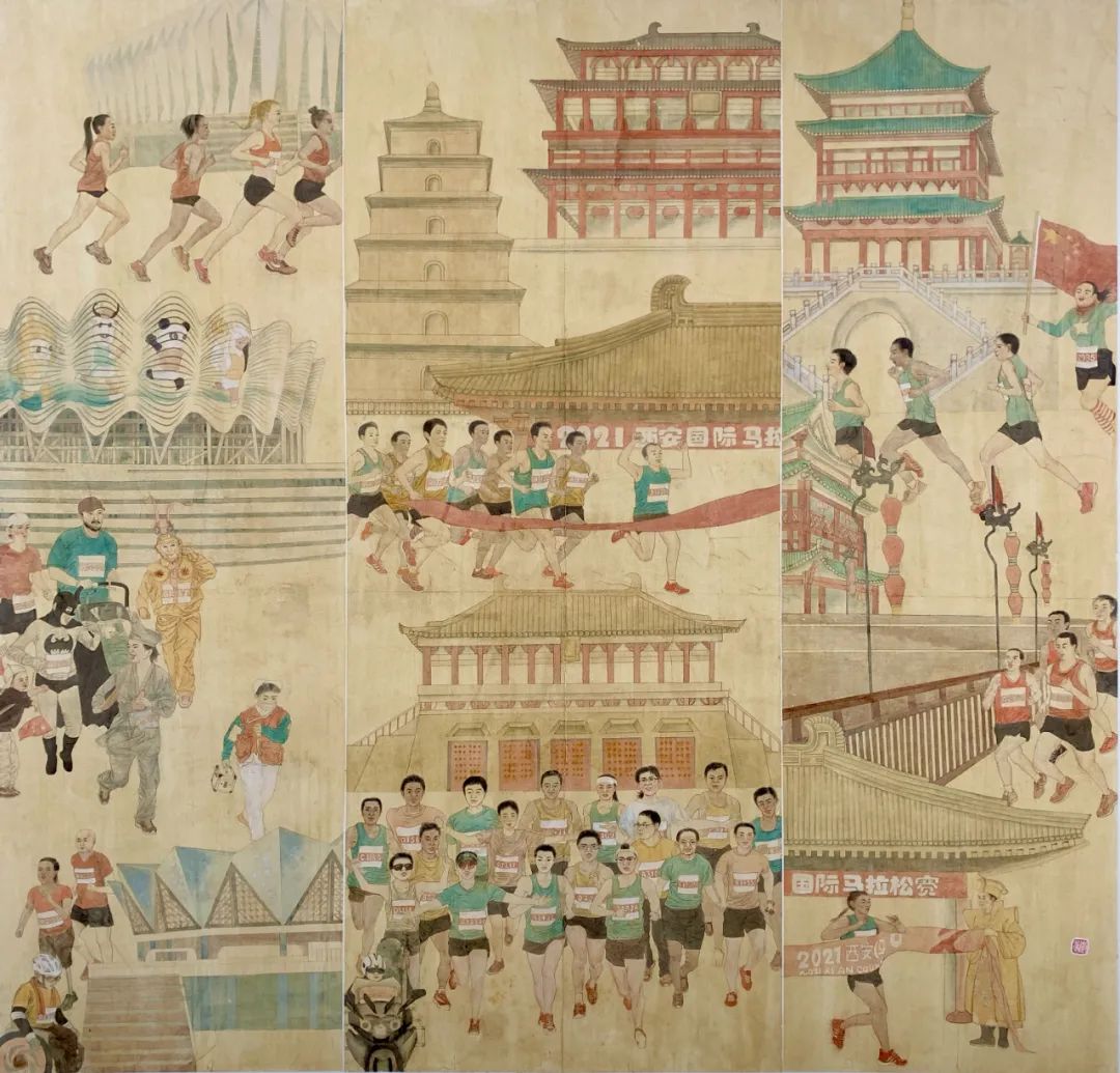 192cm×180cm 中国画 2021年 刘鸿 180cmx97cm 中国画 2021年 画家