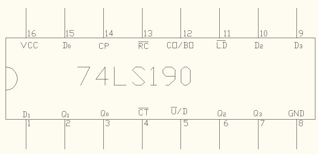 74ls190引脚排列如图 所示,各脚功能如下