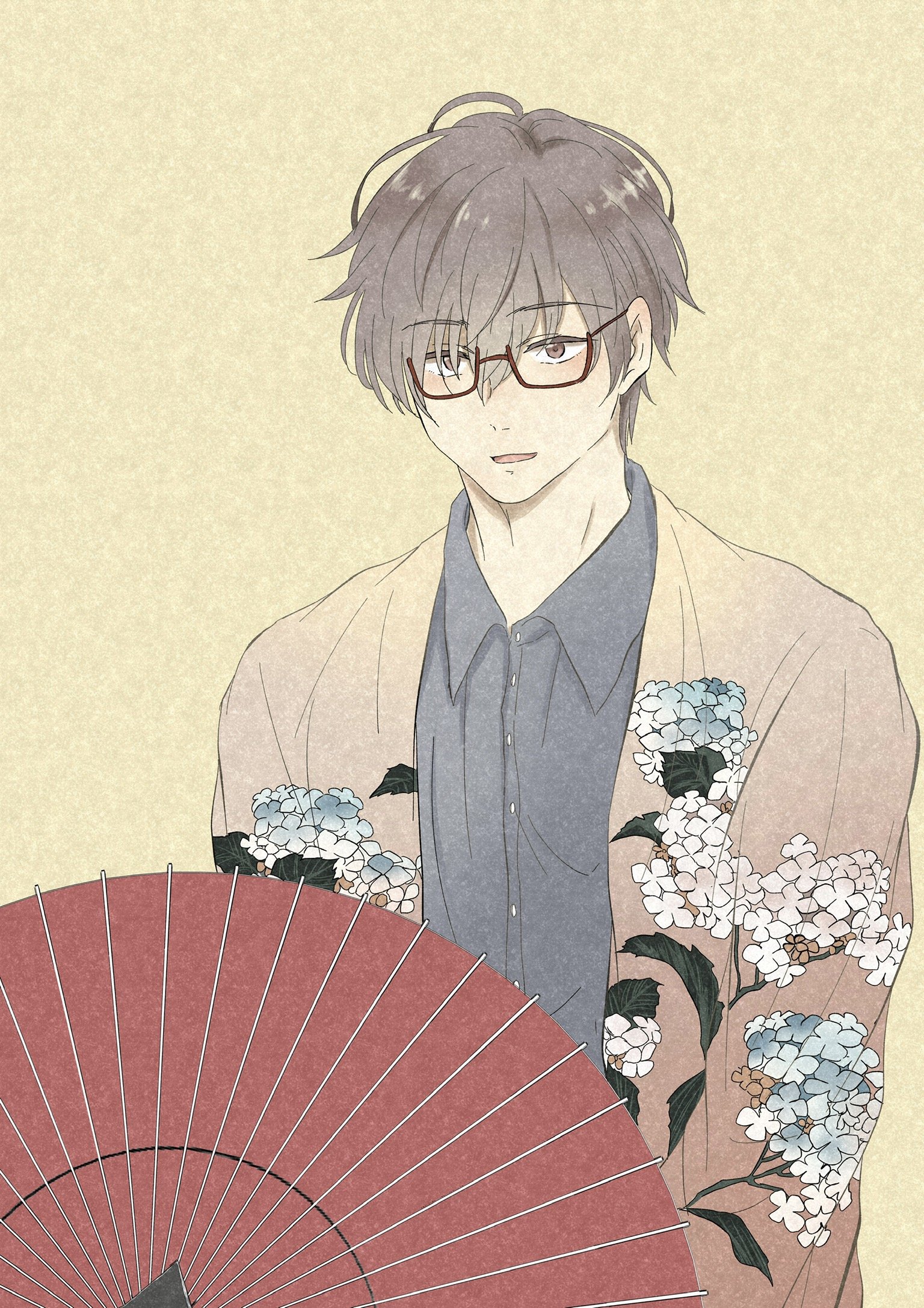 画师「スドウショウ」作品欣赏:花儿与少年男头,干净帅气少年插画