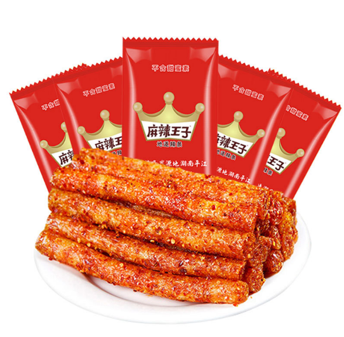麻辣王子辣条口感爽脆,多种口味可选