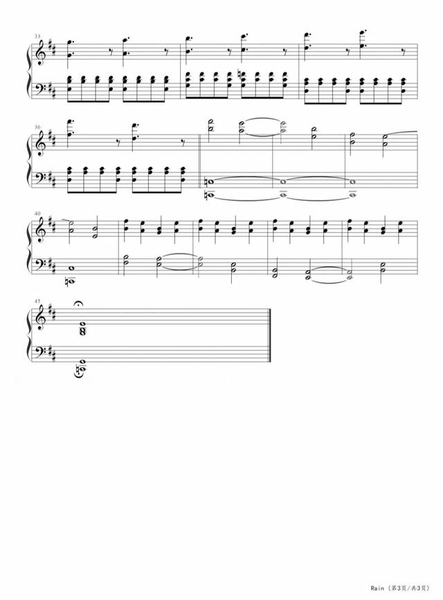 rain,钢琴曲,坂本龙一,曲谱分享