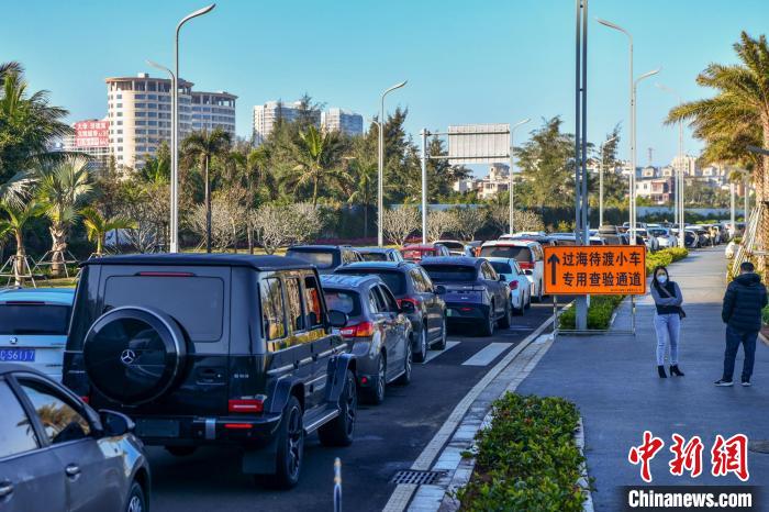 琼州海峡因雾停航 大批车辆排队等待过海