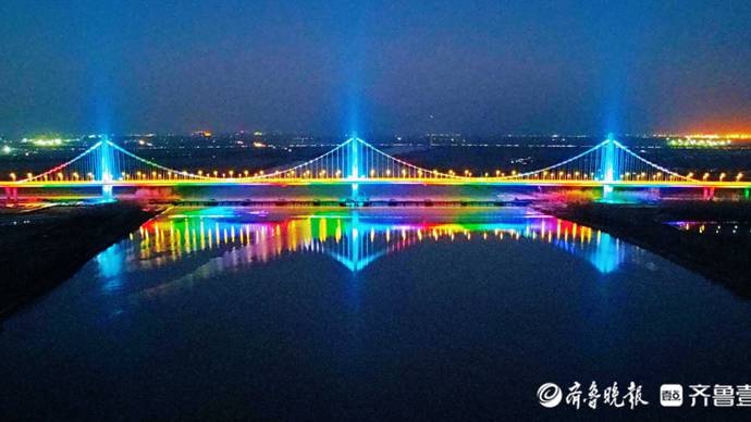 济南黄河凤凰大桥夜景图片