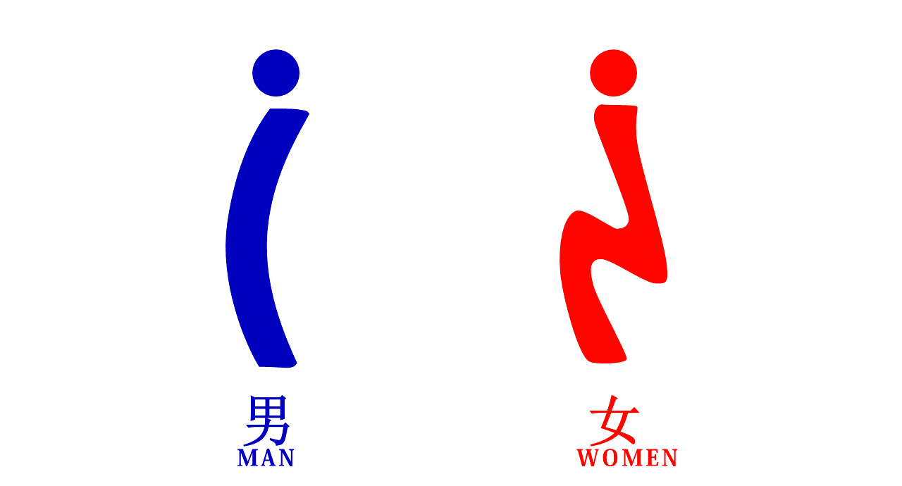众多公共厕所的男女标志设计