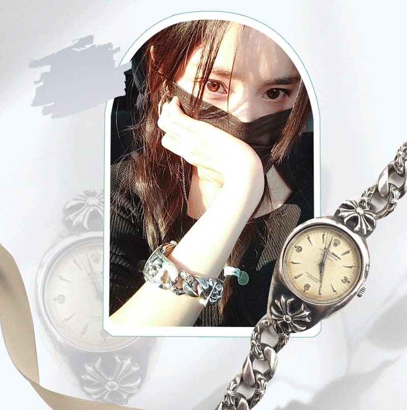 杨幂的手表劳力士绿松石表盘day-date,25万大金表太吸睛球